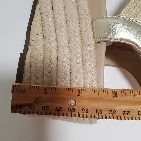 Vionic Calera Platform Sandals Womens 9 Gold Leather Espadrille Ankle Strap 2.5" - Picture 12 of 16